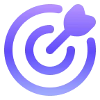 Blue and purple gradient target with an arrow hitting the bullseye.